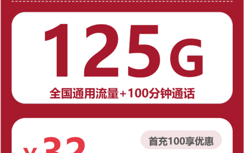 全国蜥蜴卡32元包125G+100分钟套餐介绍