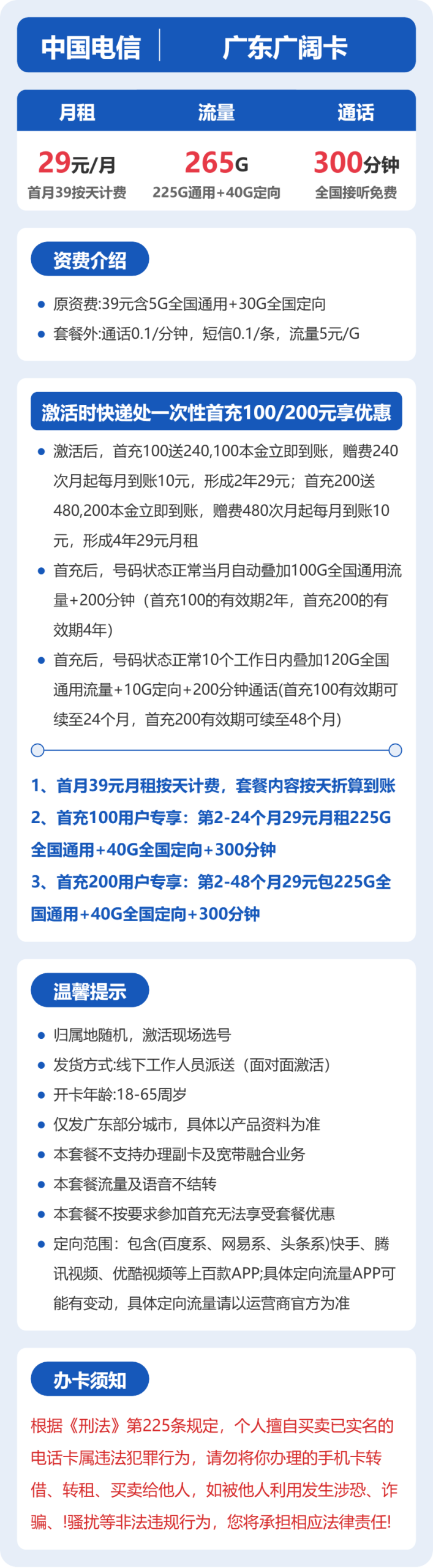 广东广阔卡29元包265G+300分钟详情图1