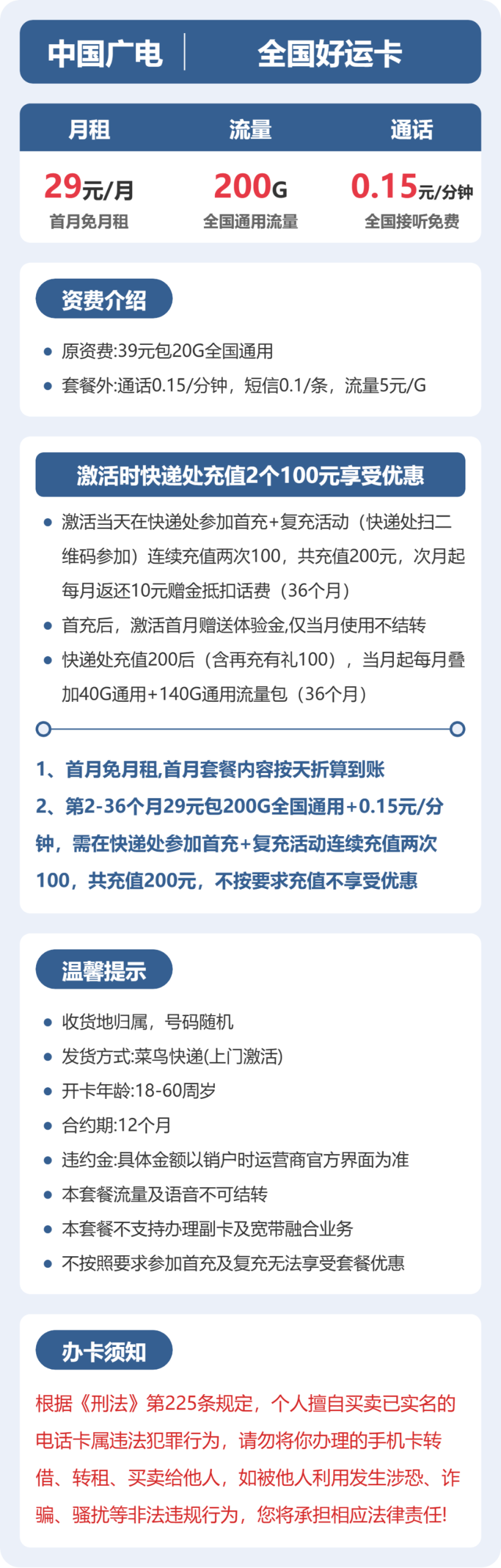 全国好运卡29元包200G+0.15元/分钟详情图1