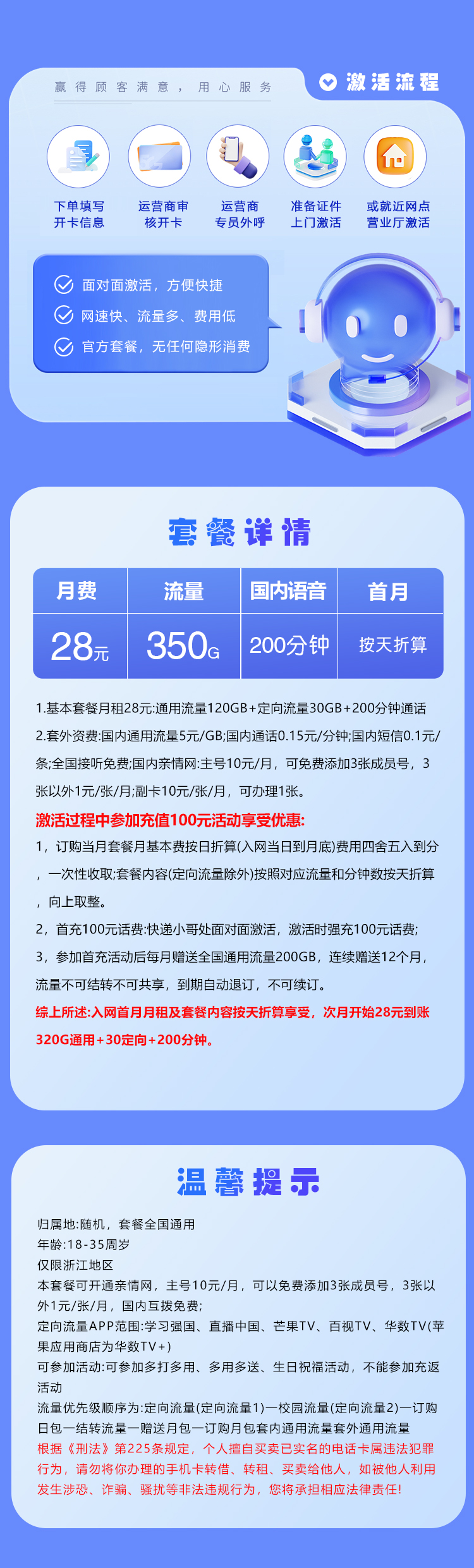 浙江广电省内专享卡【28元350G+200分钟】详情图1