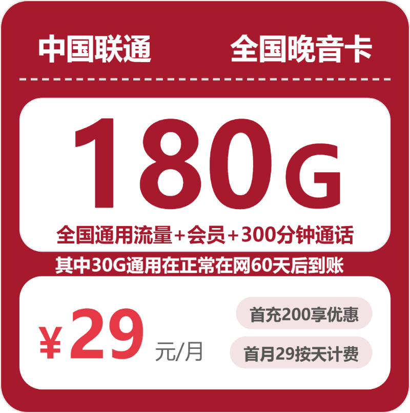 联通全国晚音卡